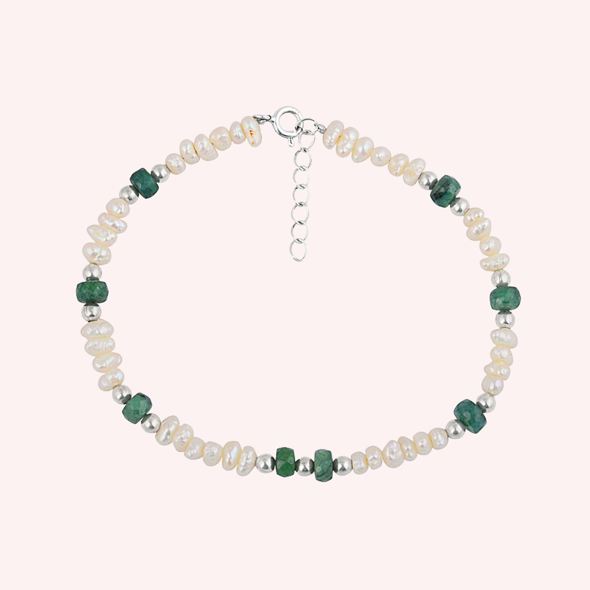 Natural Pearl and Emerald Beads Bracelet Jewelry for Women