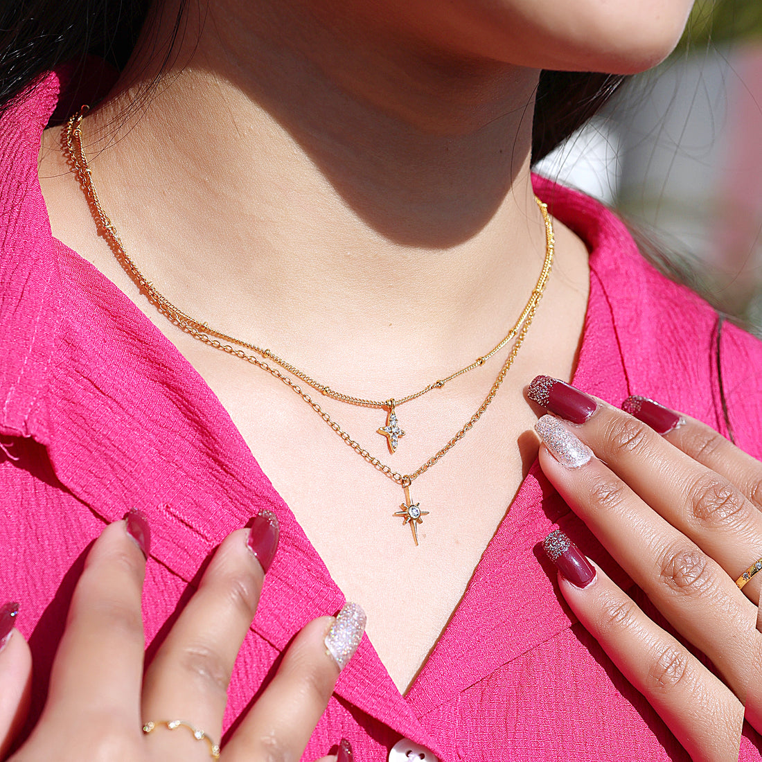 Minimal White Topaz Starburst Necklace