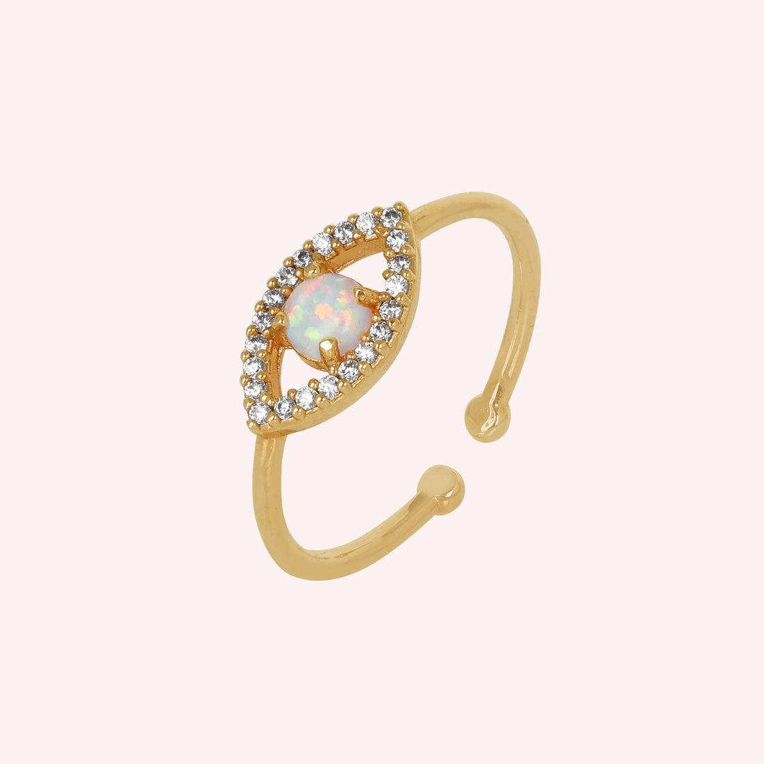 925 Sterling Silver Evil Eye Opal & White Topaz Ring for Women