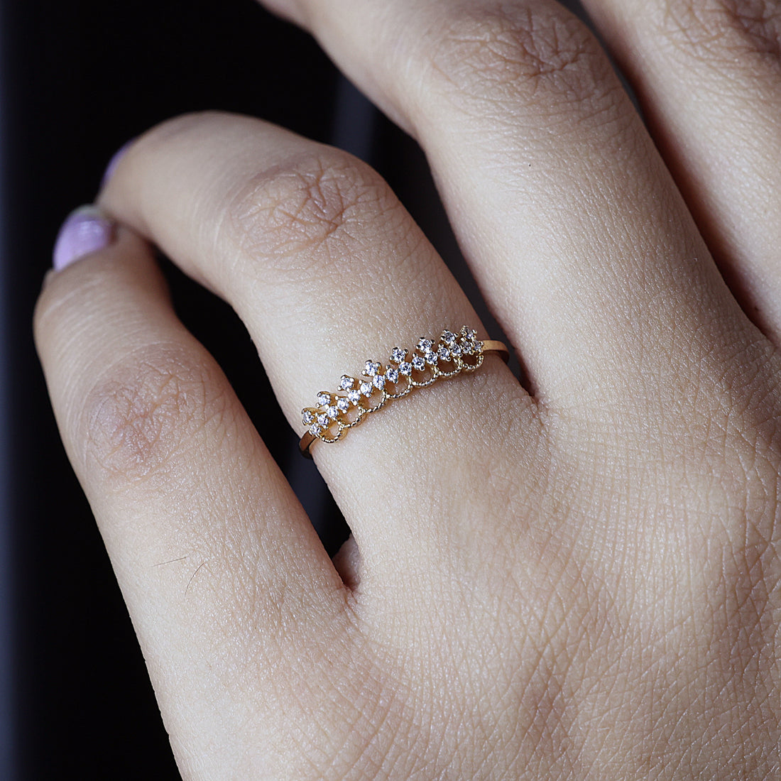 925 Sterling Silver Tiara Ring with Sparkling White Topaz for Women
