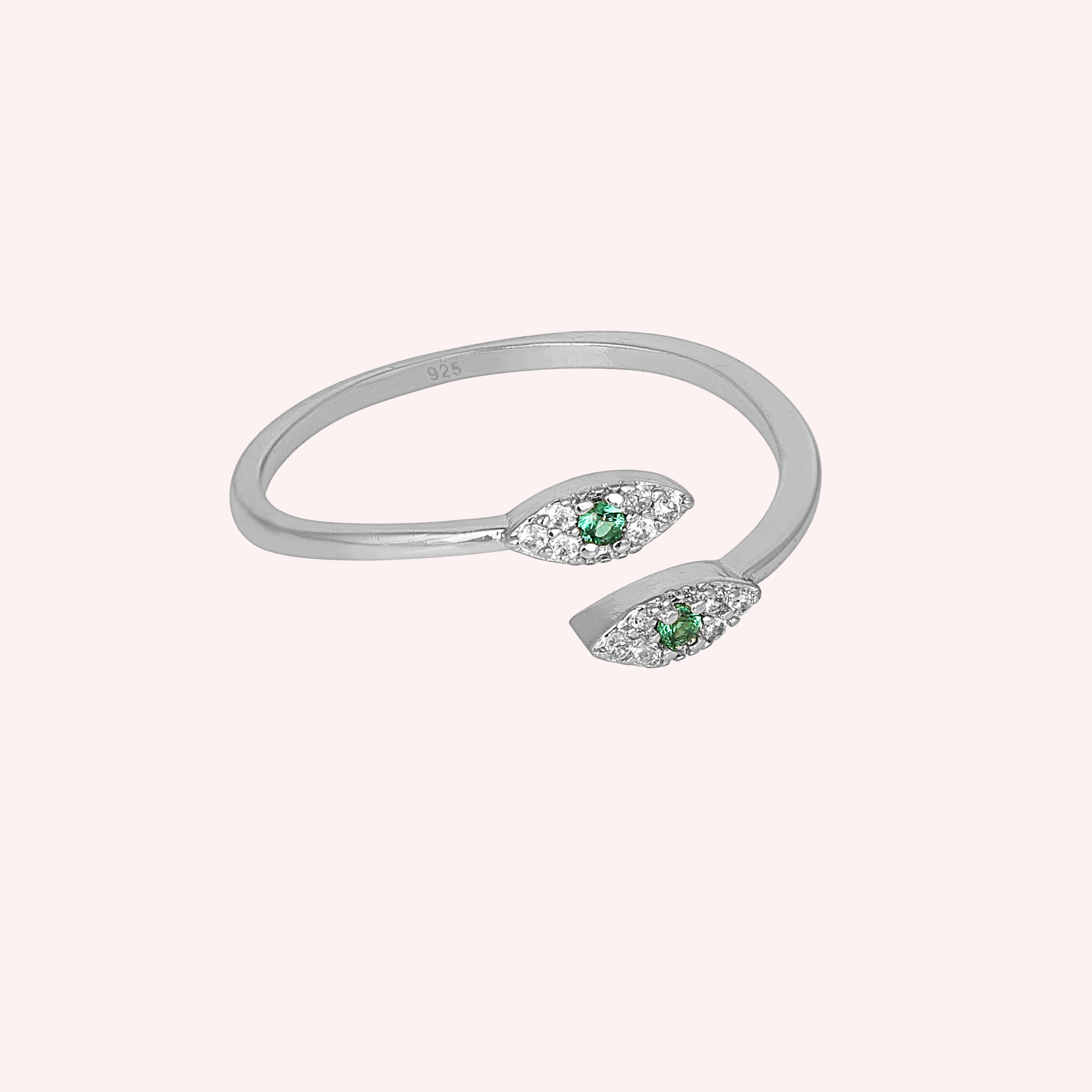 Radiant Green Onyx White Topaz Stone Ring in 925 Sterling Silver