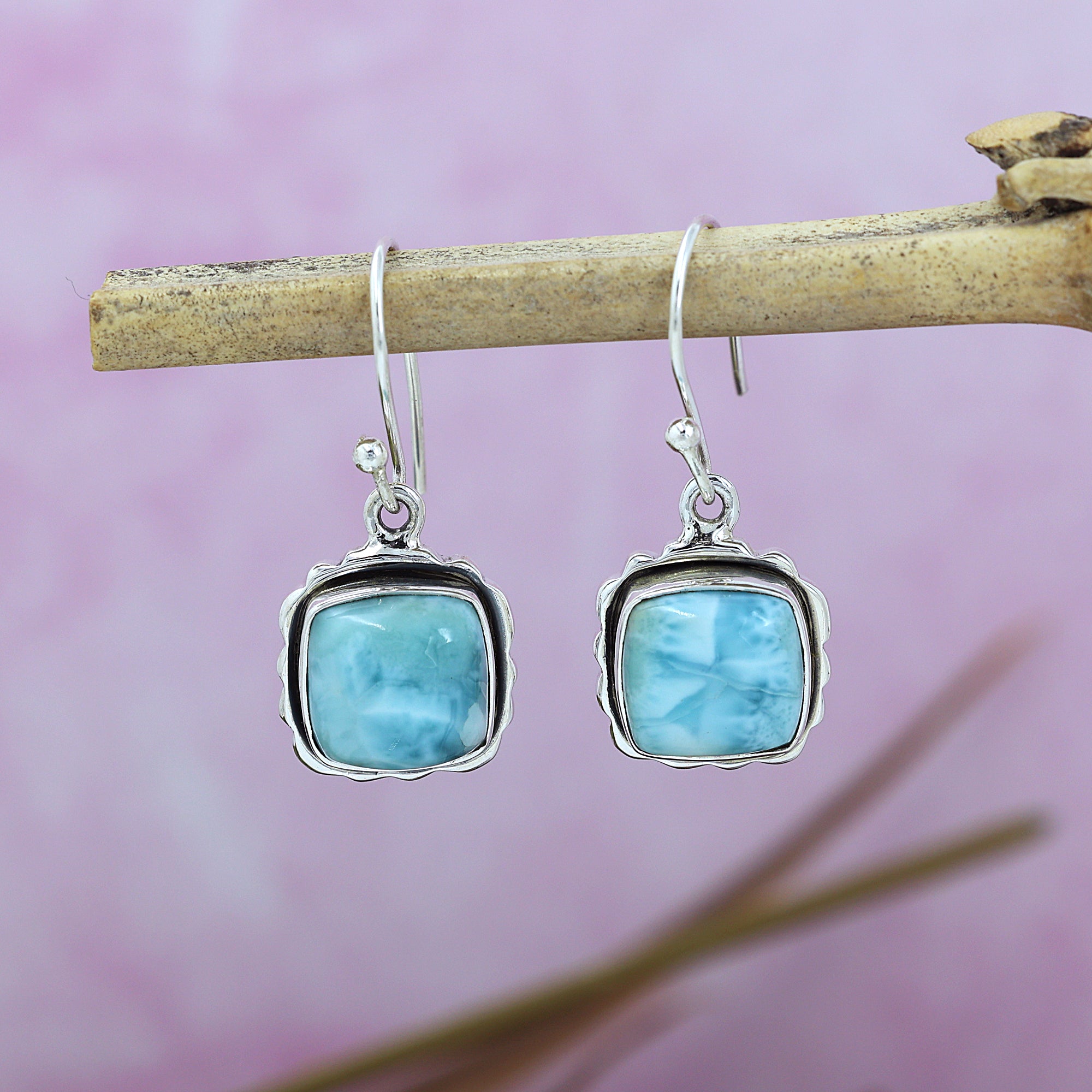 925 Sterling Silver Larimar Drop Earring