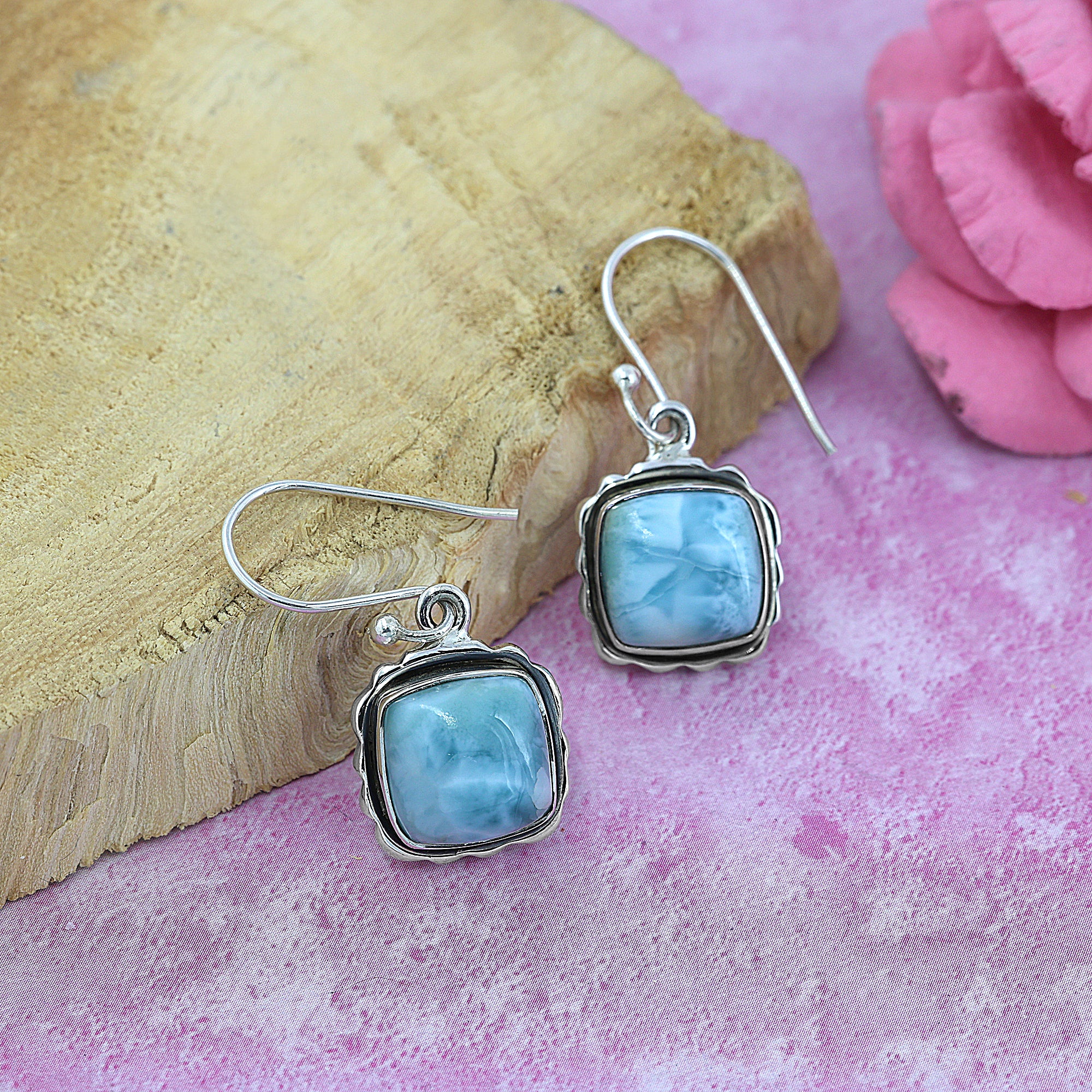 925 Sterling Silver Larimar Drop Earring