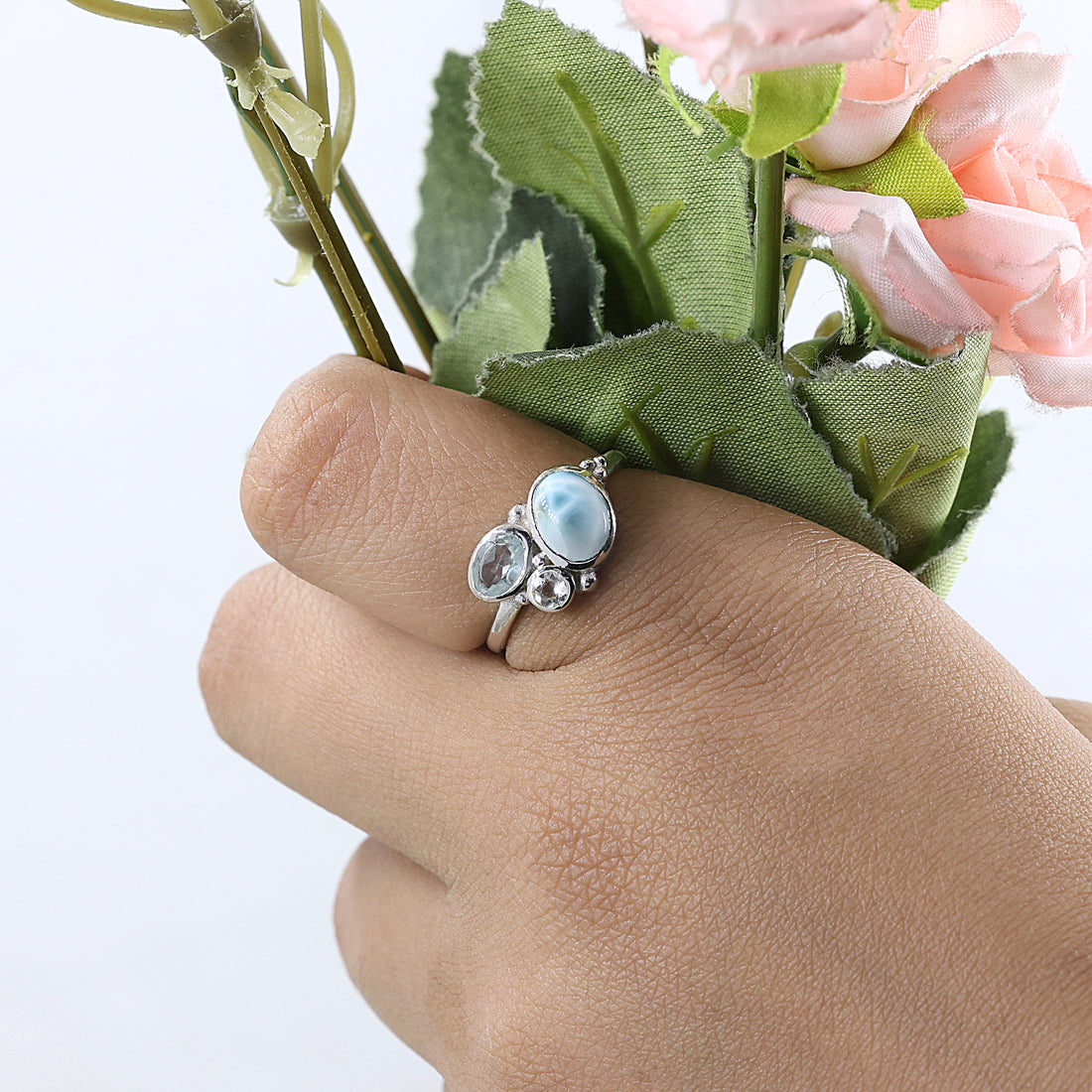 925 Sterling Silver Trio Gemstone Ring