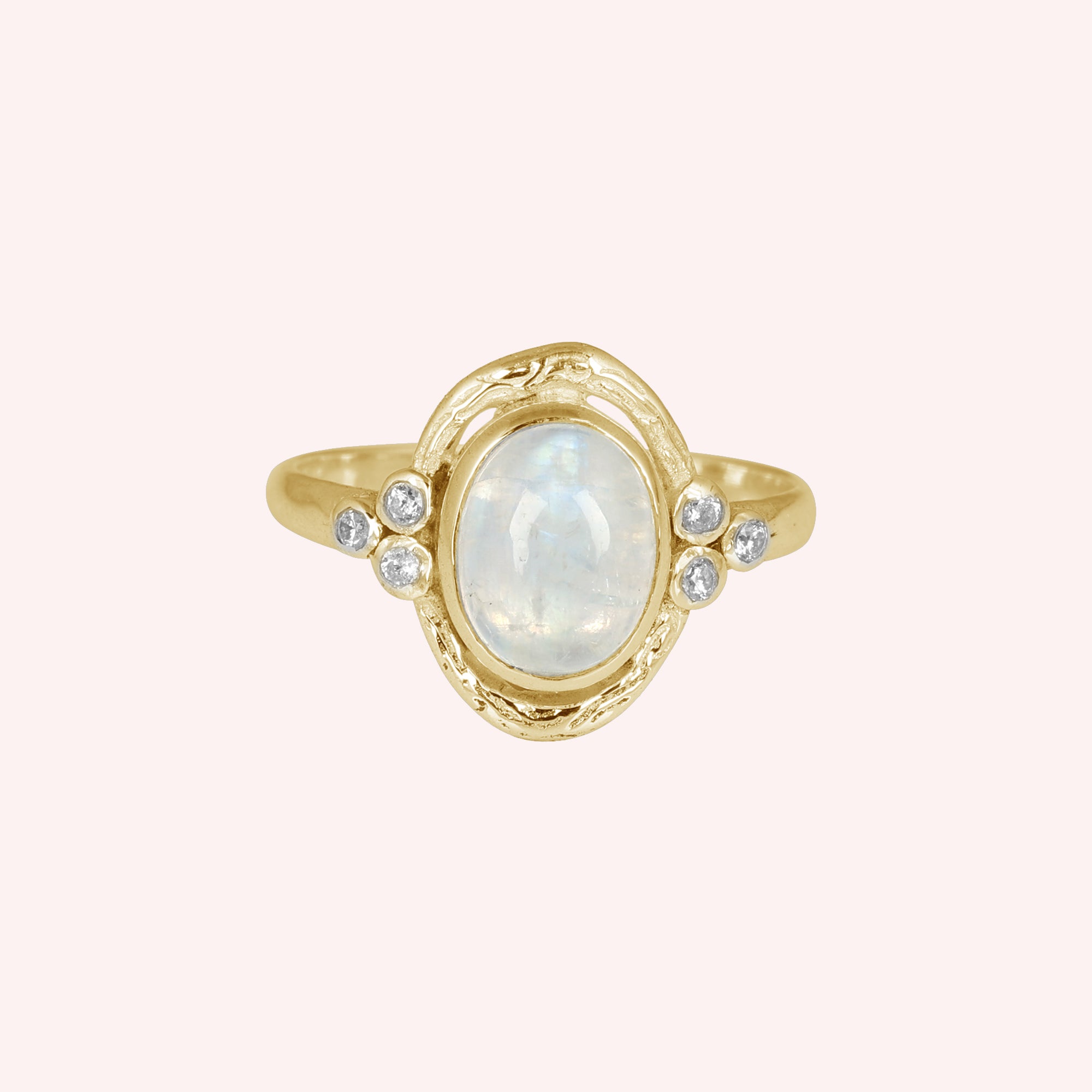 925 Sterling Silver Moonstone and Crystal Ring