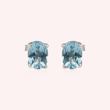 Natural Blue Topaz Stud Earring 925 Sterling Jewelry