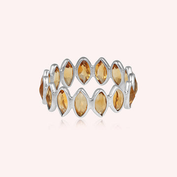 Full Eternity Marquise Citrine Silver Ring for Women