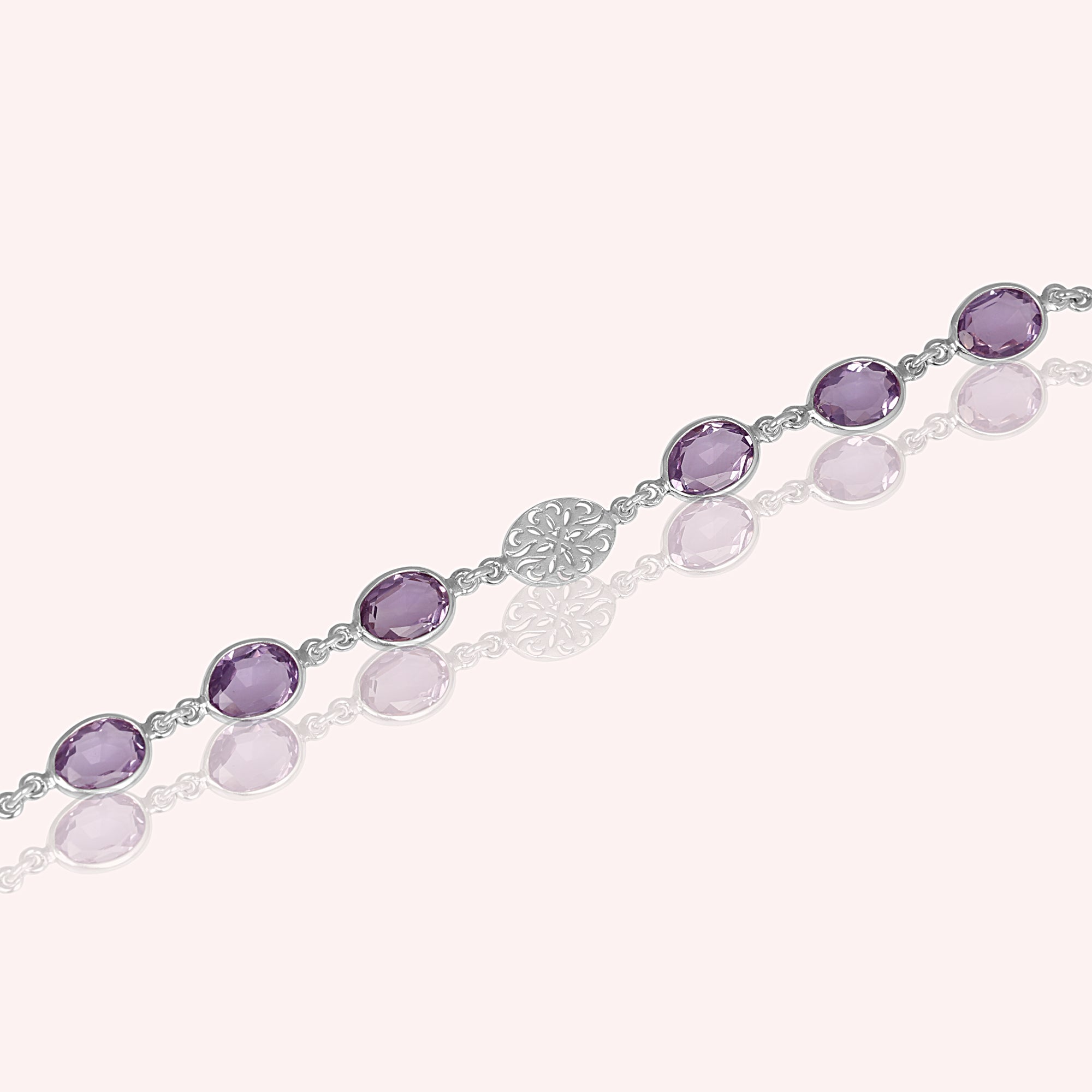 925 Sterling Silver Natural Purple Amethyst Bracelet