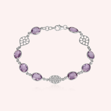 925 Sterling Silver Natural Purple Amethyst Bracelet