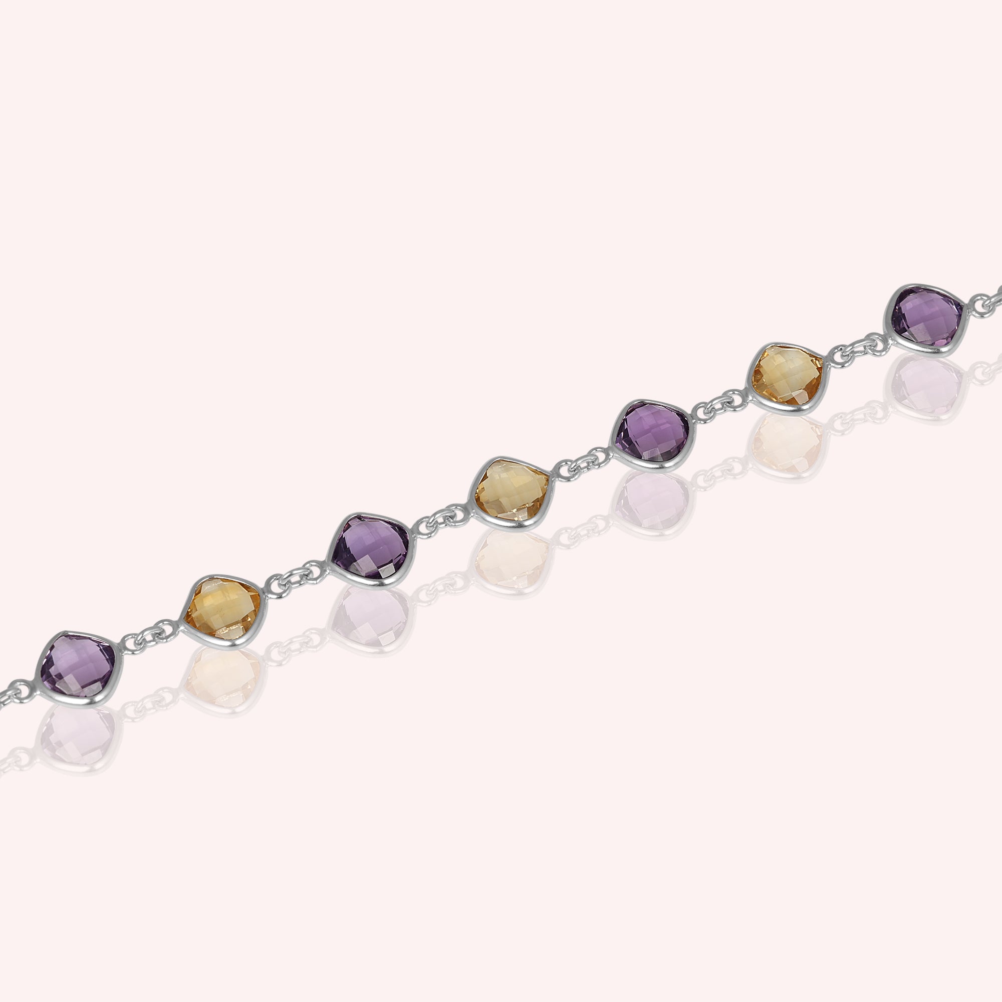 Natural Amethyst And Citrine Sterling Silver Bracelet