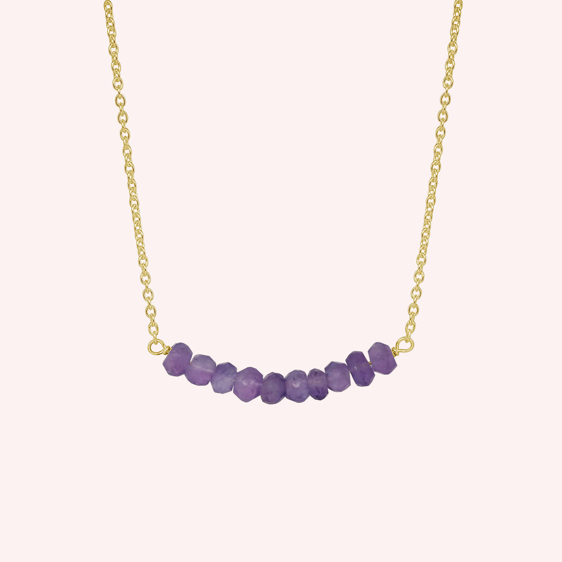Sterling Silver Minimalist Natural Amethyst Beads Necklace Jewelry for Women