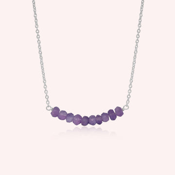 Sterling Silver Minimalist Natural Amethyst Beads Necklace Jewelry for Women