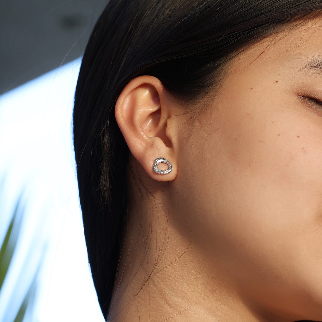 925 Sterling Silver Textured Minimalist Stud Earrings