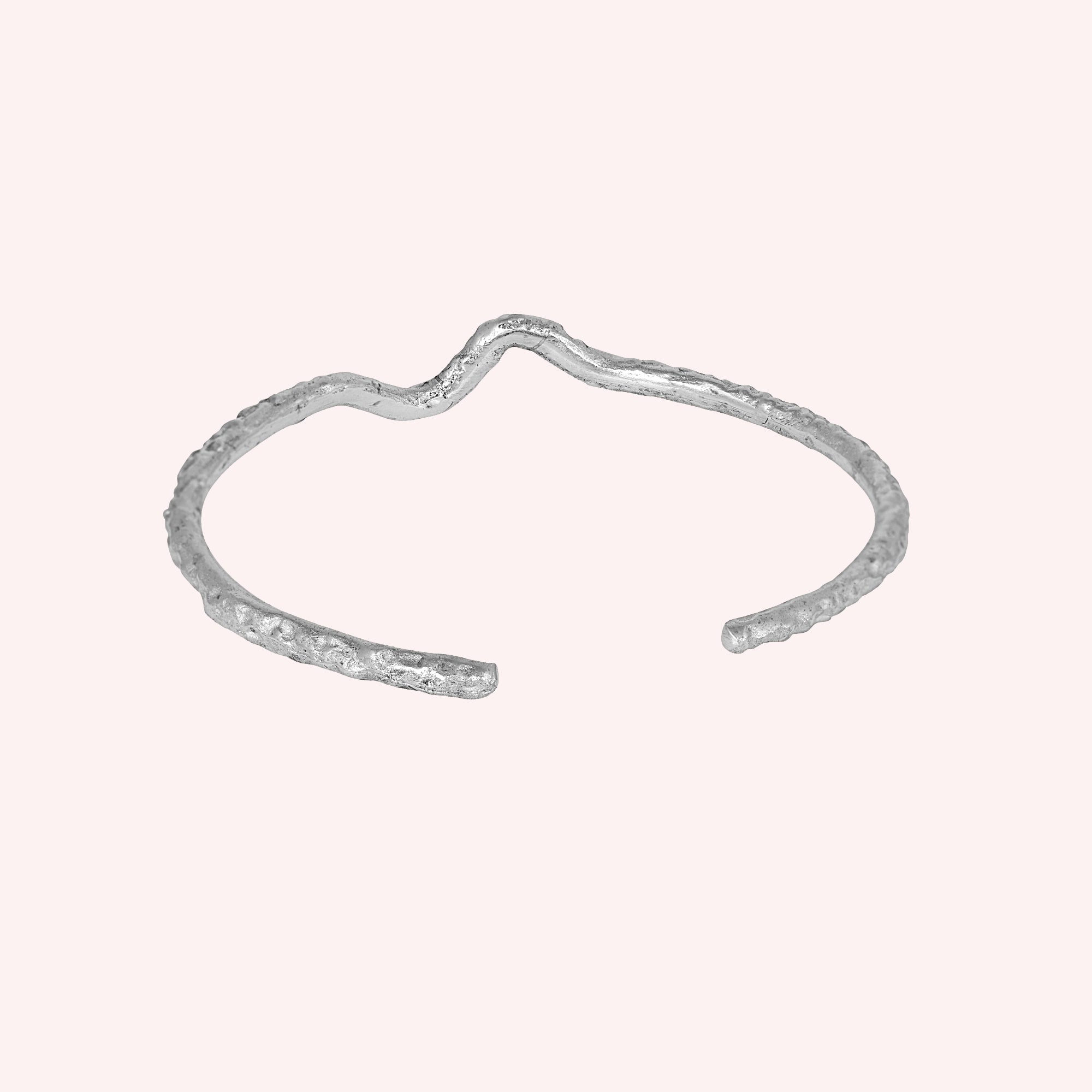 Textured Silver Wave Cuff Bangle