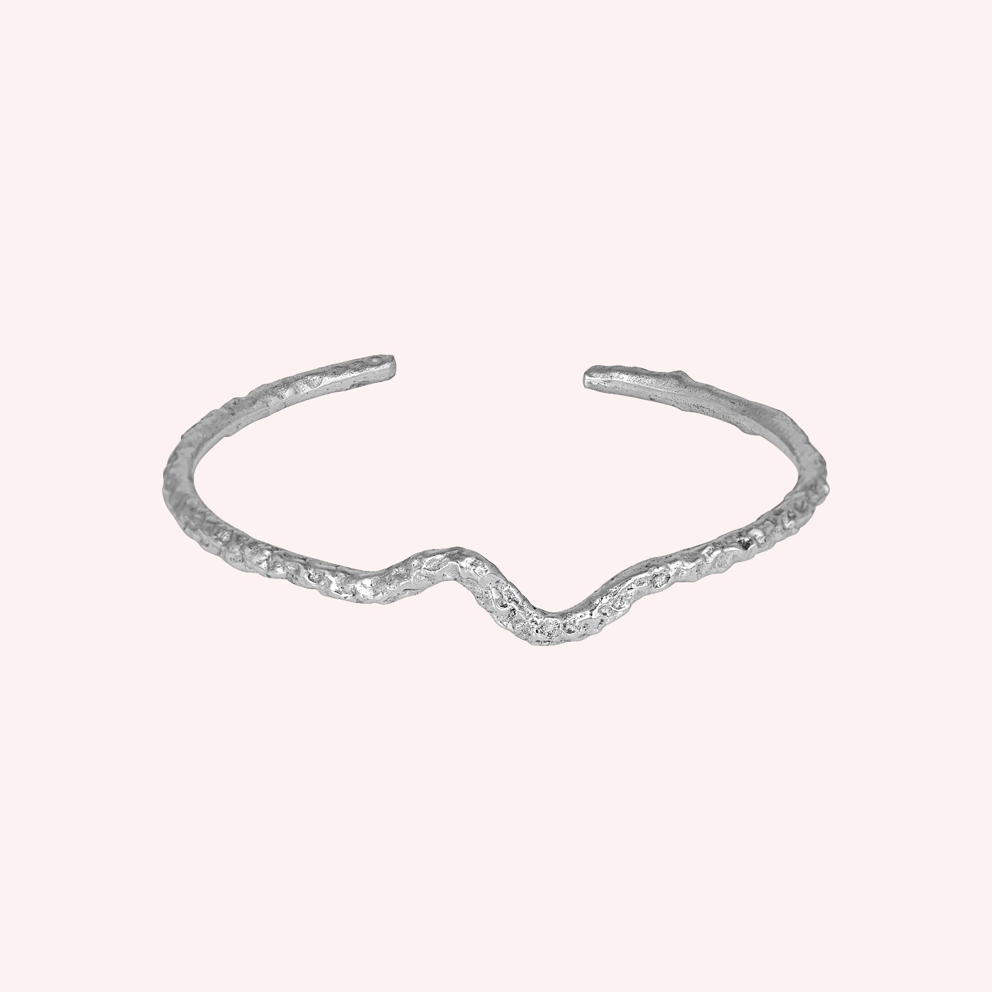 Textured Silver Wave Cuff Bangle