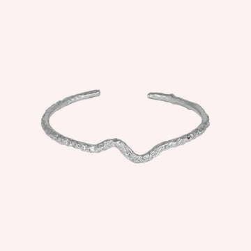Textured Silver Wave Cuff Bangle