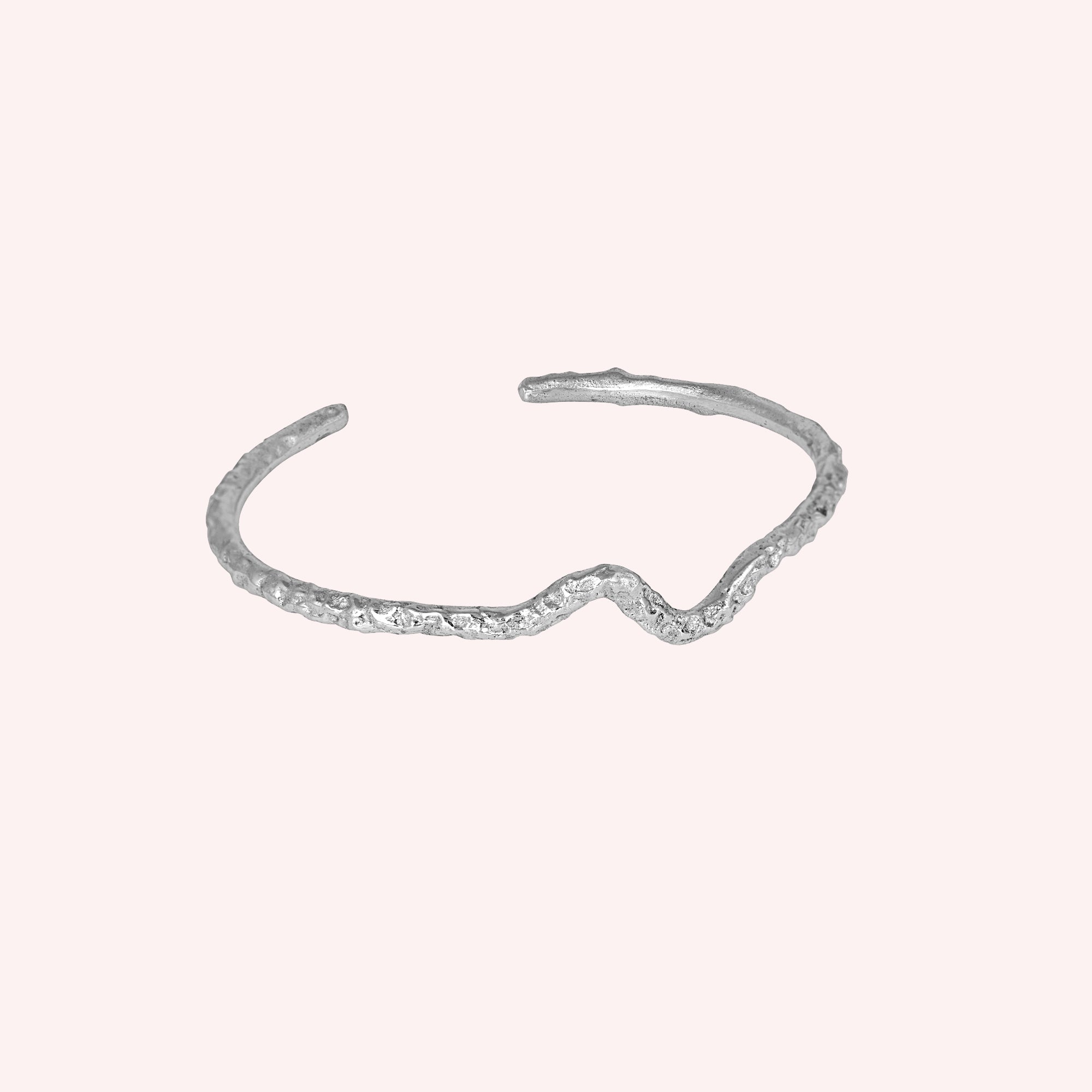 Textured Silver Wave Cuff Bangle
