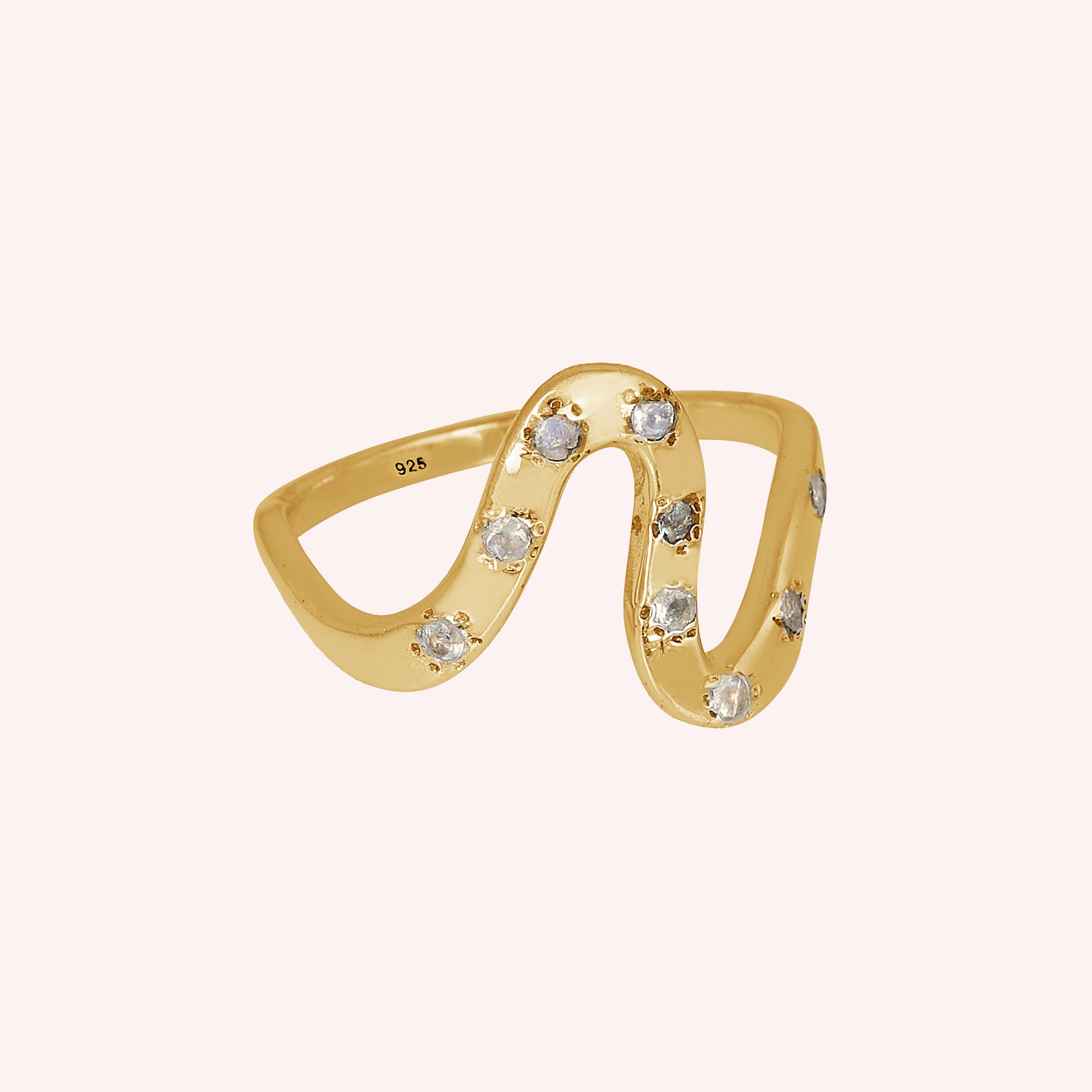 Sterling Silver White Topaz Wave Band Ring