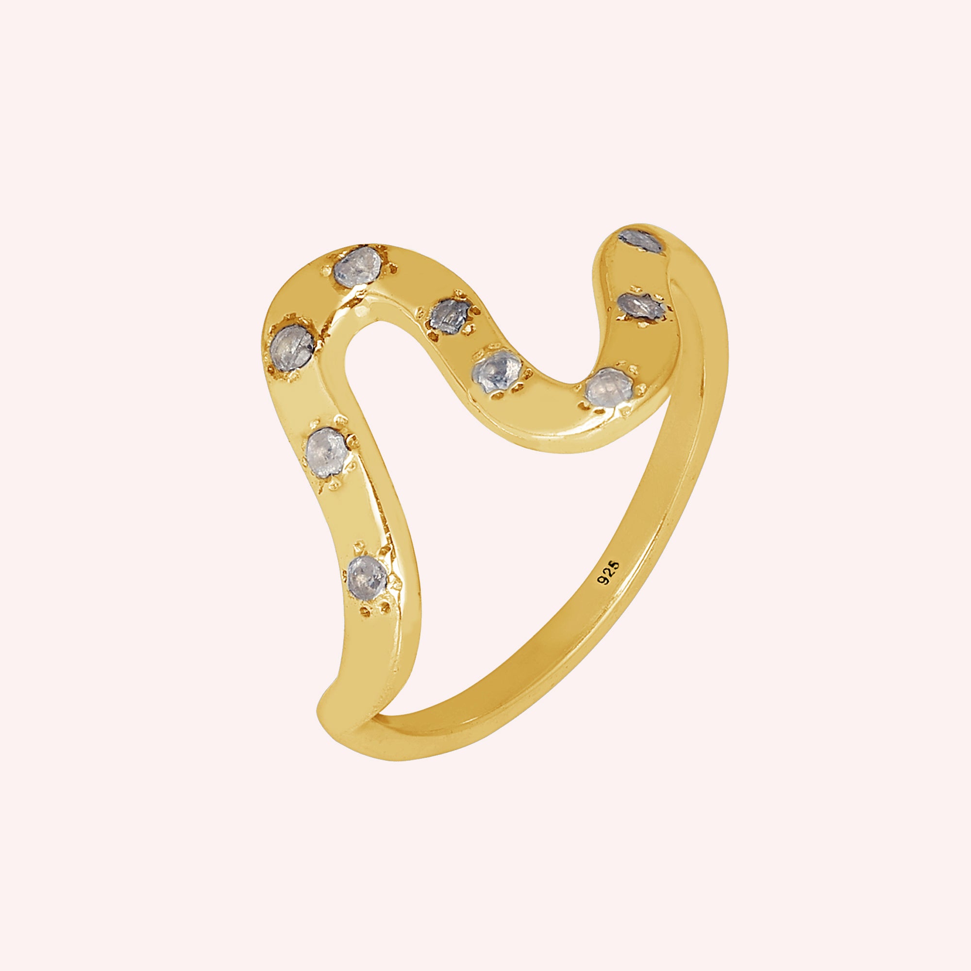 Sterling Silver White Topaz Wave Band Ring