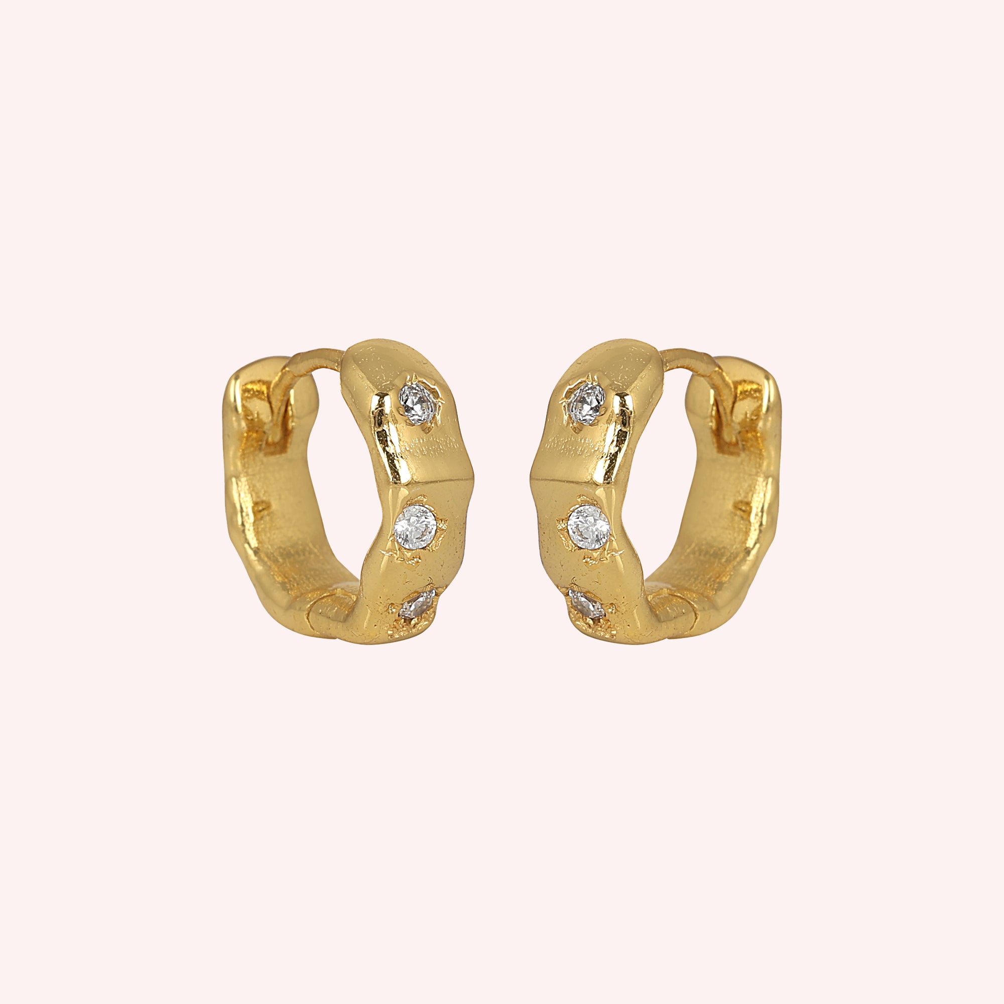 Simple Everyday Huggie Hoop Earrings for Women with White Topaz