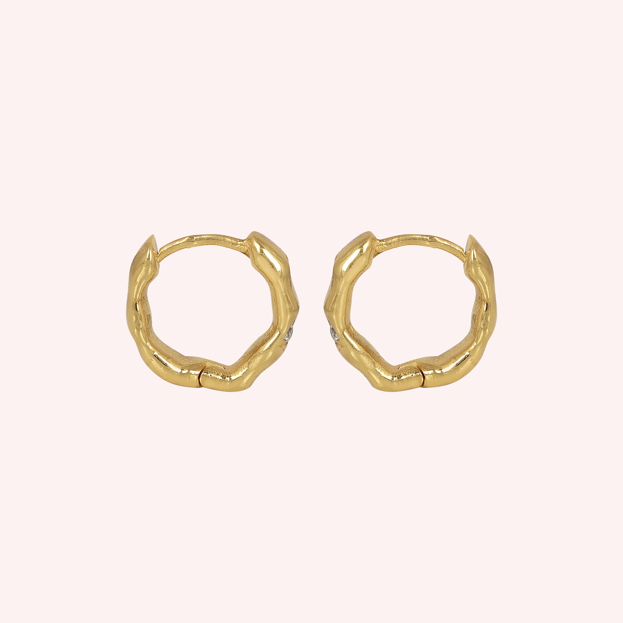 Simple Everyday Huggie Hoop Earrings for Women with White Topaz