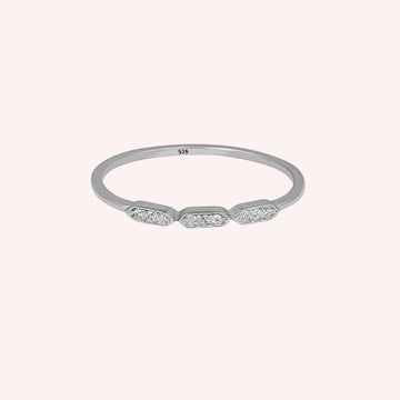 Elegant 925 Sterling Silver Triple CZ Dainty Band Ring