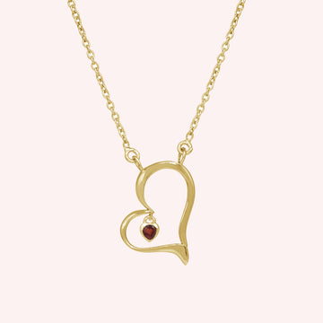925 Sterling Silver Heart Necklace With Garnet Charm