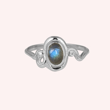 925 Sterling Silver Labradorite Wavy Ring Jewelry for Women