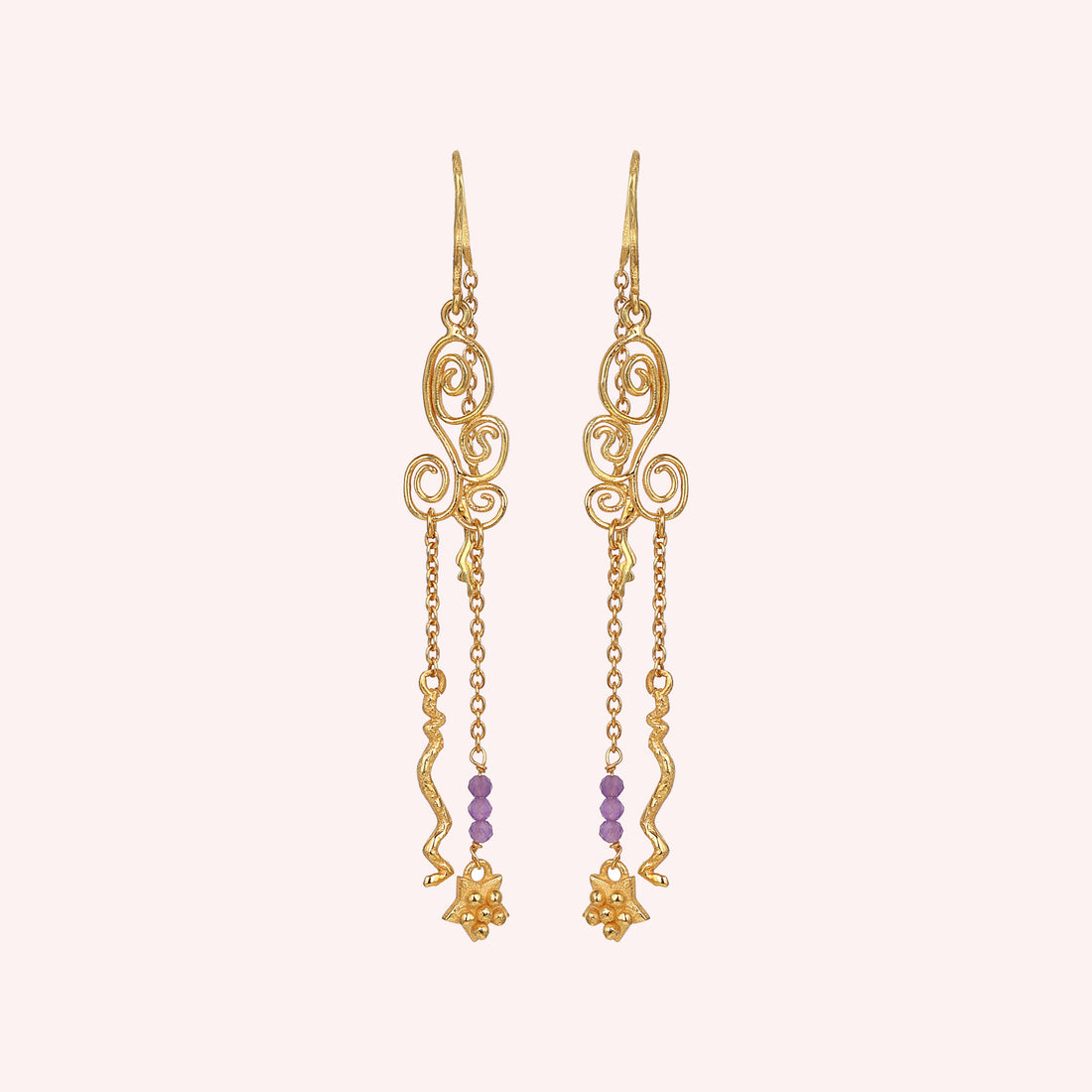 amethyst gold plated chain earring jewelry for women her