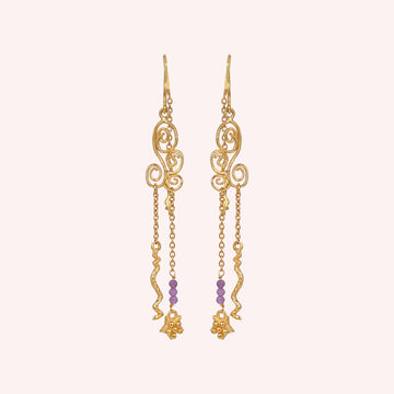 amethyst gold plated chain earring jewelry for women her