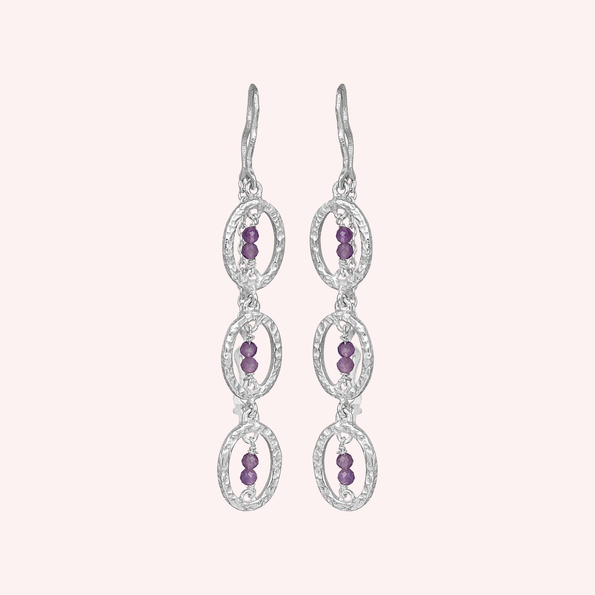 925 Sterling Silver Amethyst Dangle Earrings for Women