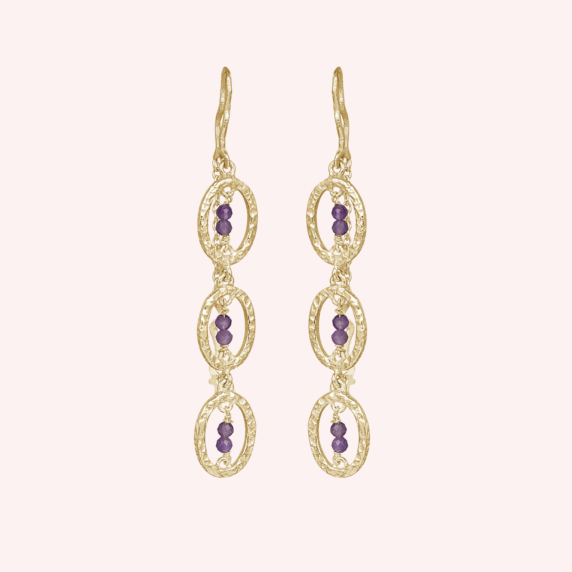 925 Sterling Silver Amethyst Dangle Earrings for Women