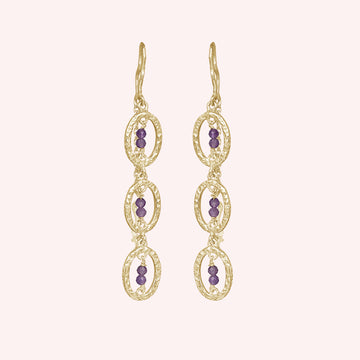 925 Sterling Silver Amethyst Dangle Earrings for Women
