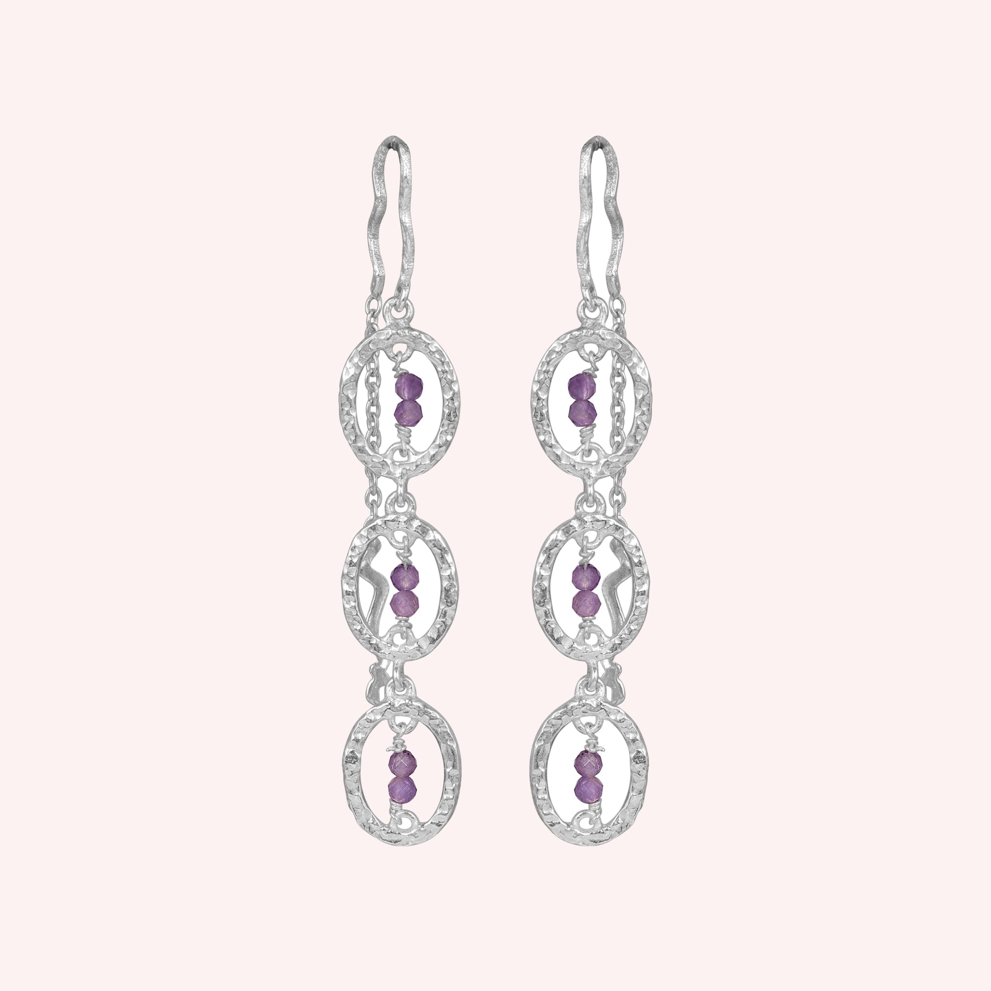 925 Sterling Silver Amethyst Dangle Earrings for Women