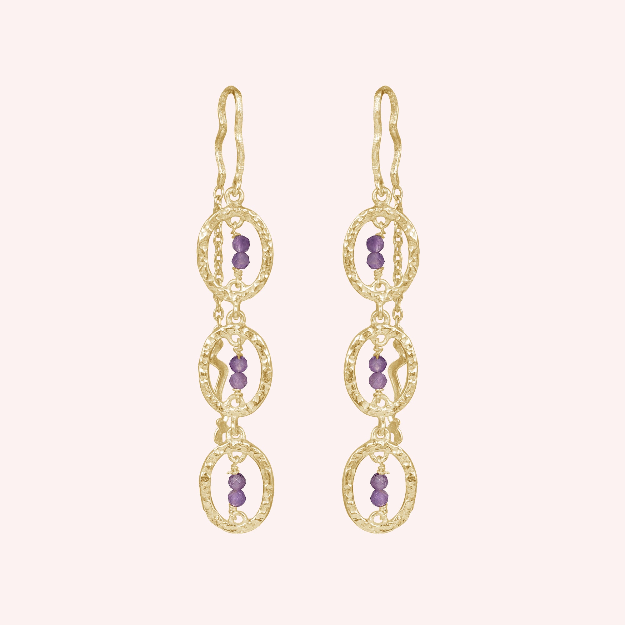 925 Sterling Silver Amethyst Dangle Earrings for Women