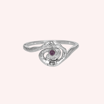 Dainty Sterling Silver Amethyst Wavy Ring Jewelry for Women