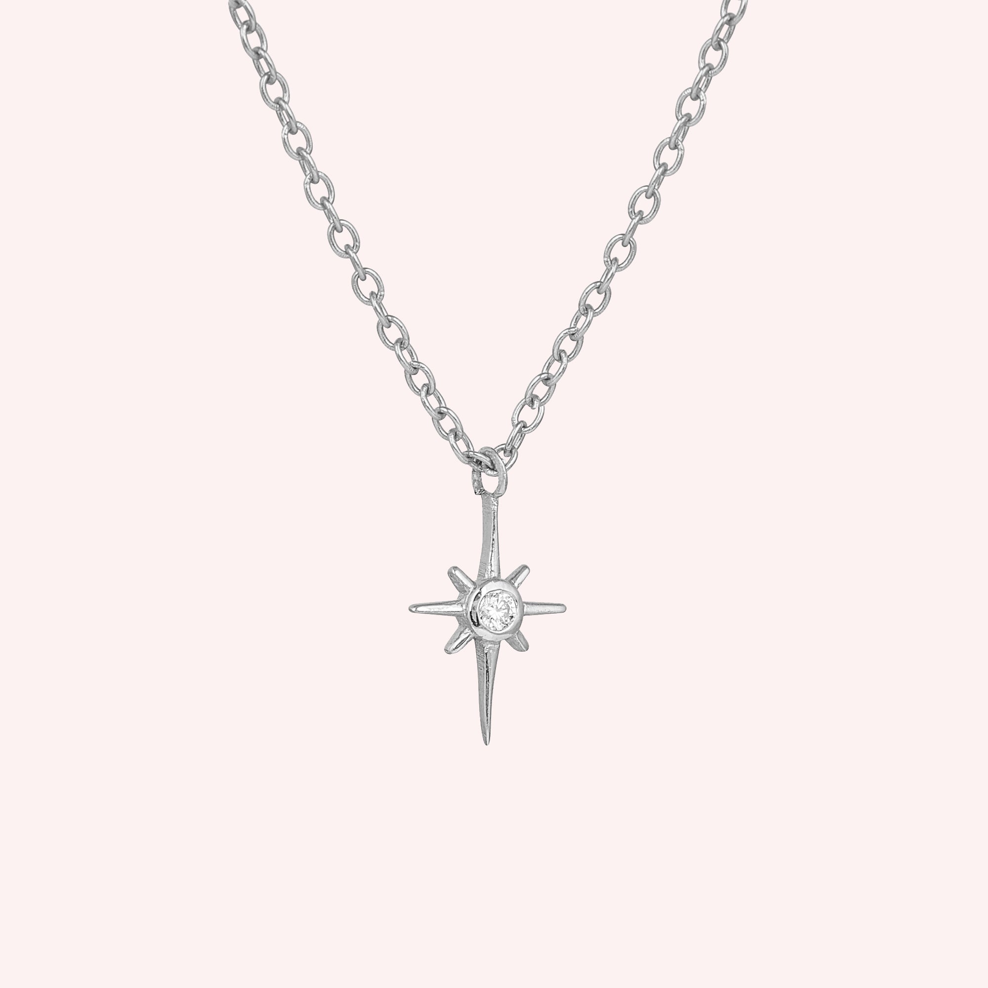 Minimal White Topaz Starburst Necklace