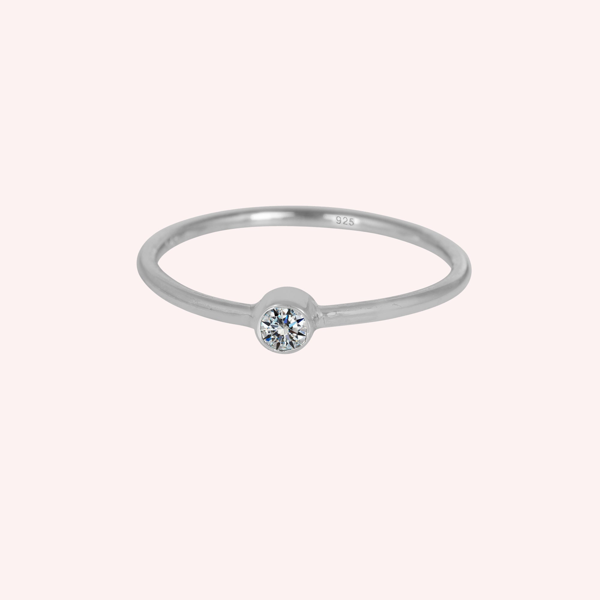 925 Sterling Silver White Topaz April Birthstone Ring