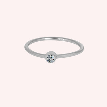 925 Sterling Silver White Topaz April Birthstone Ring