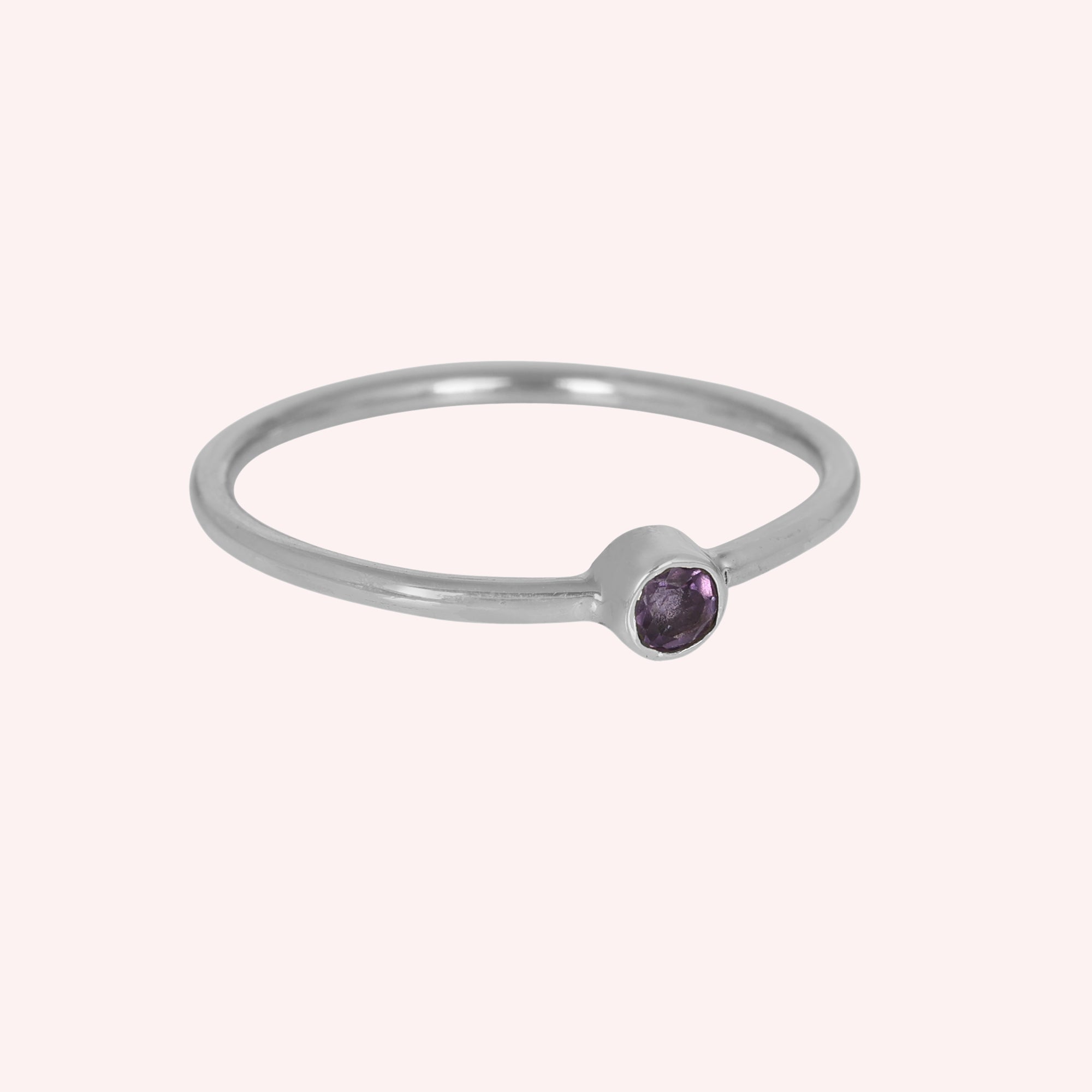 Amethyst Gemstone February Birthstone Silver Ring for Her