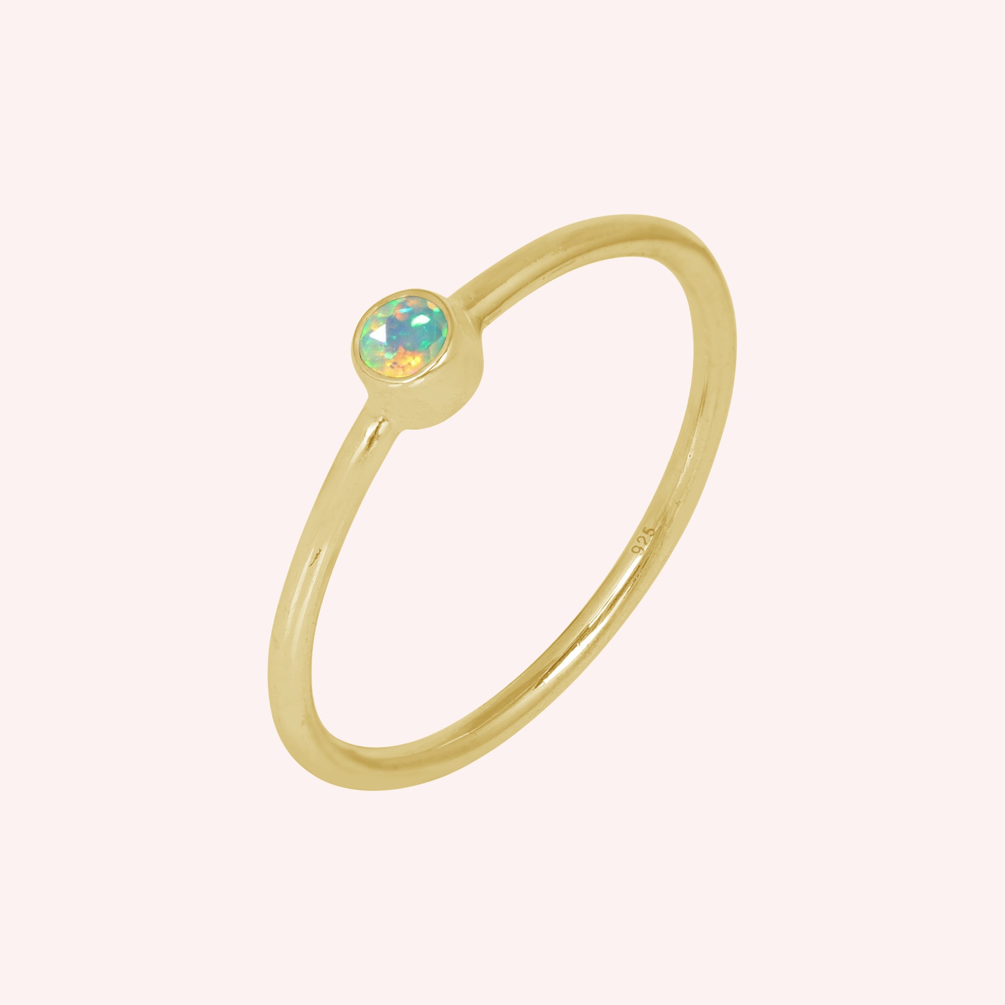 Pink Tourmaline and Opal October Birthstone Ring