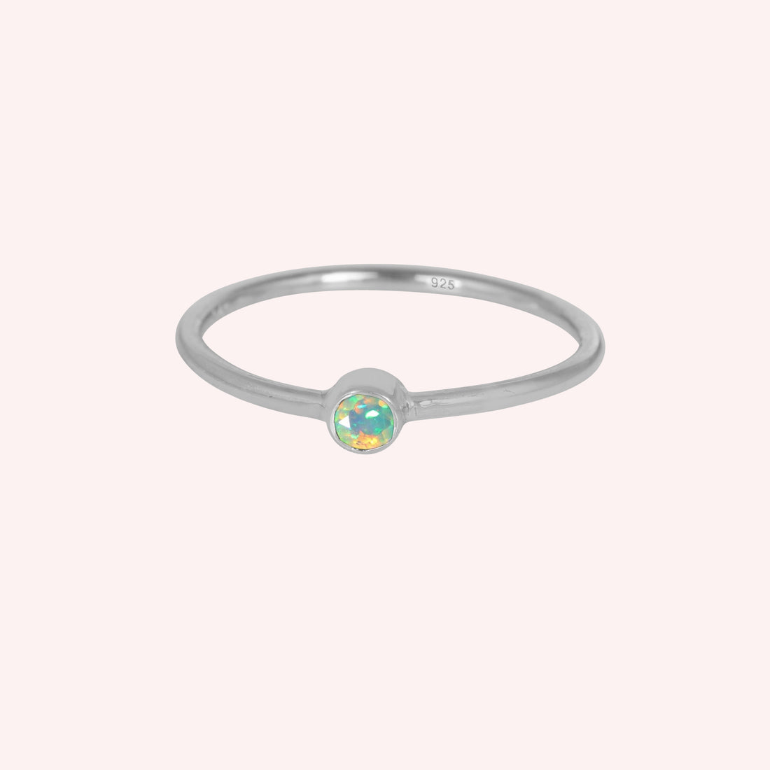 Pink Tourmaline and Opal October Birthstone Ring