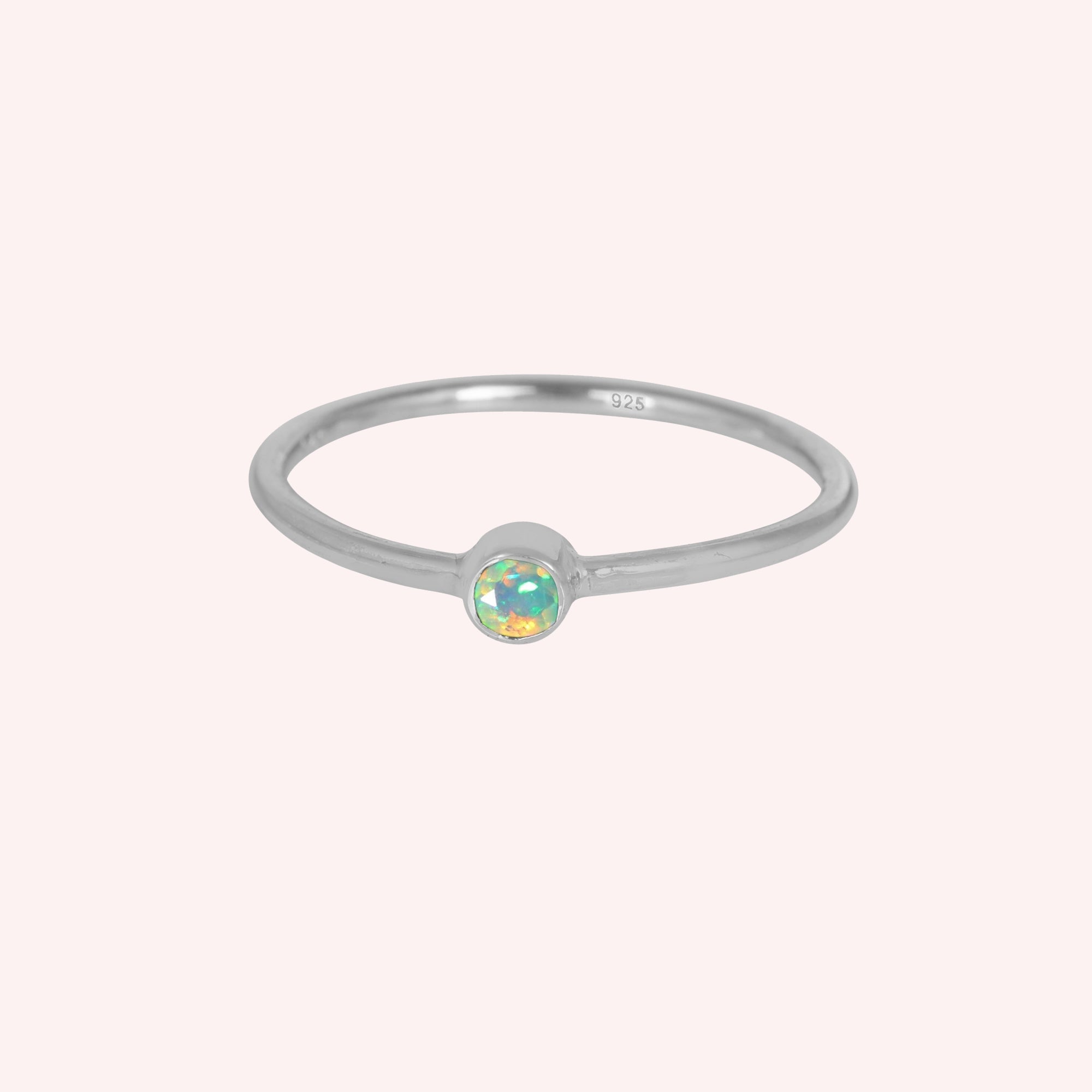 Pink Tourmaline and Opal October Birthstone Ring