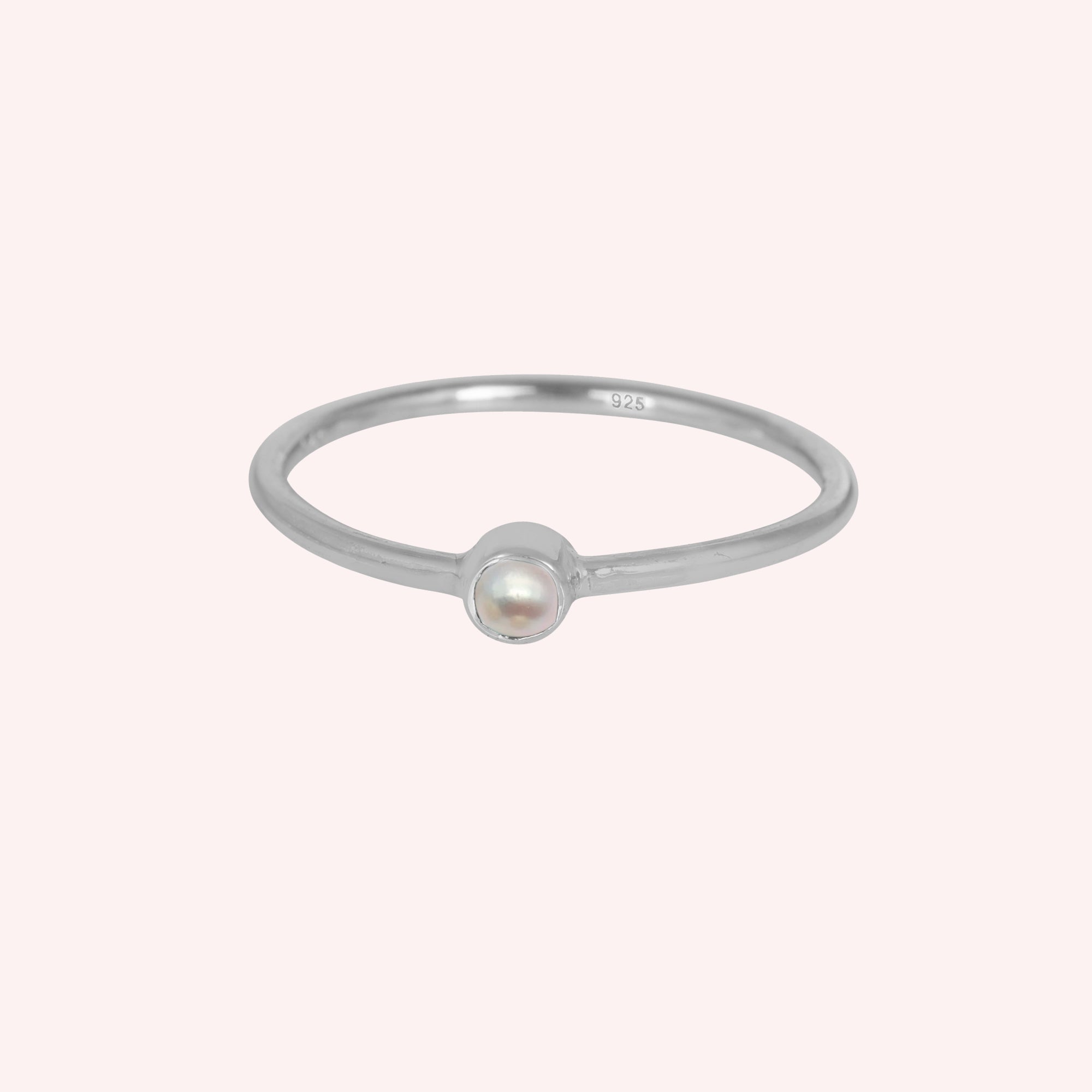 Moonstone and Pearl June Birthstone Stacking 925 Silver Ring