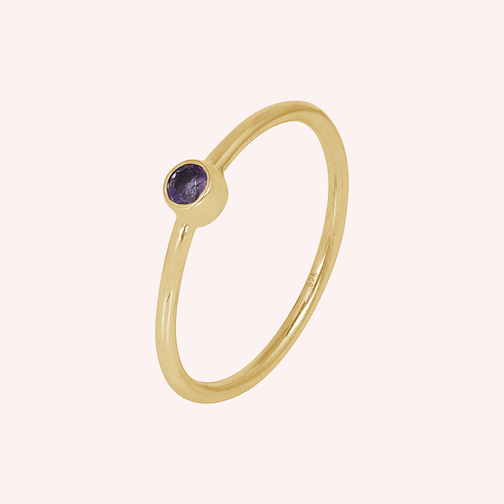 Amethyst Gemstone February Birthstone Silver Ring for Her