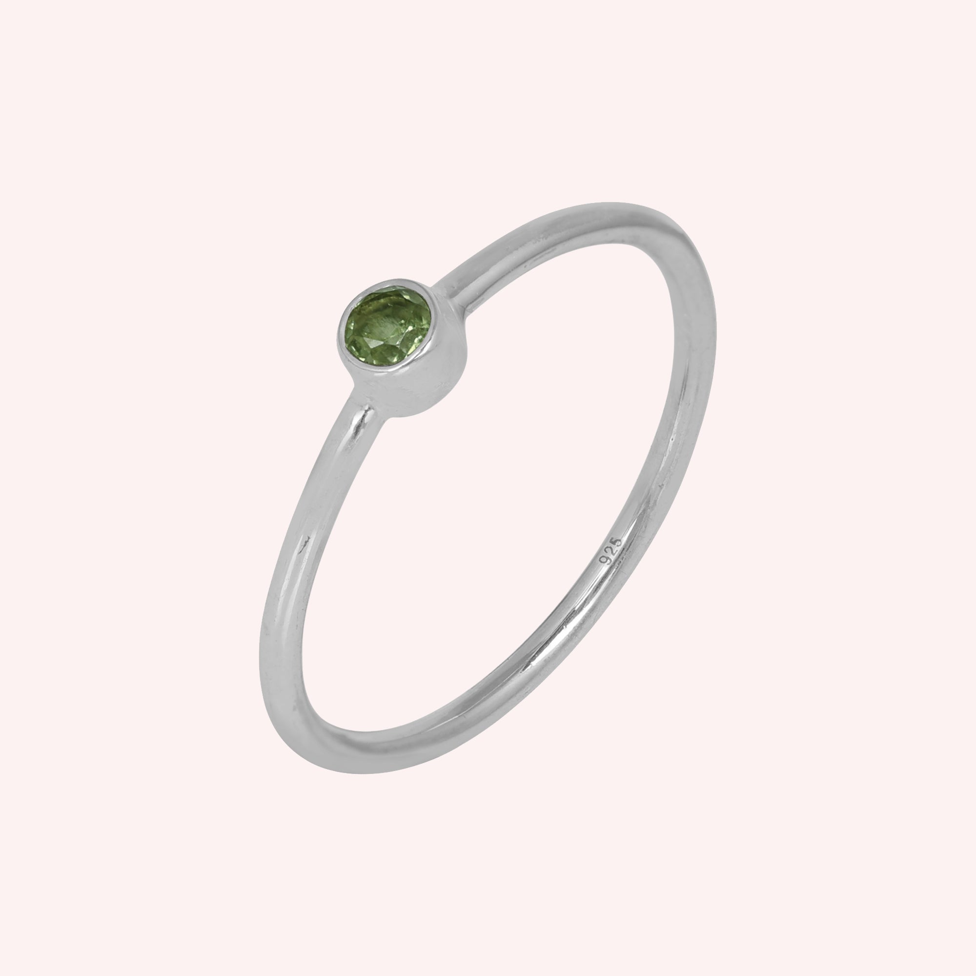 925 Sterling Silver Peridot Gemstone August Birthstone Ring