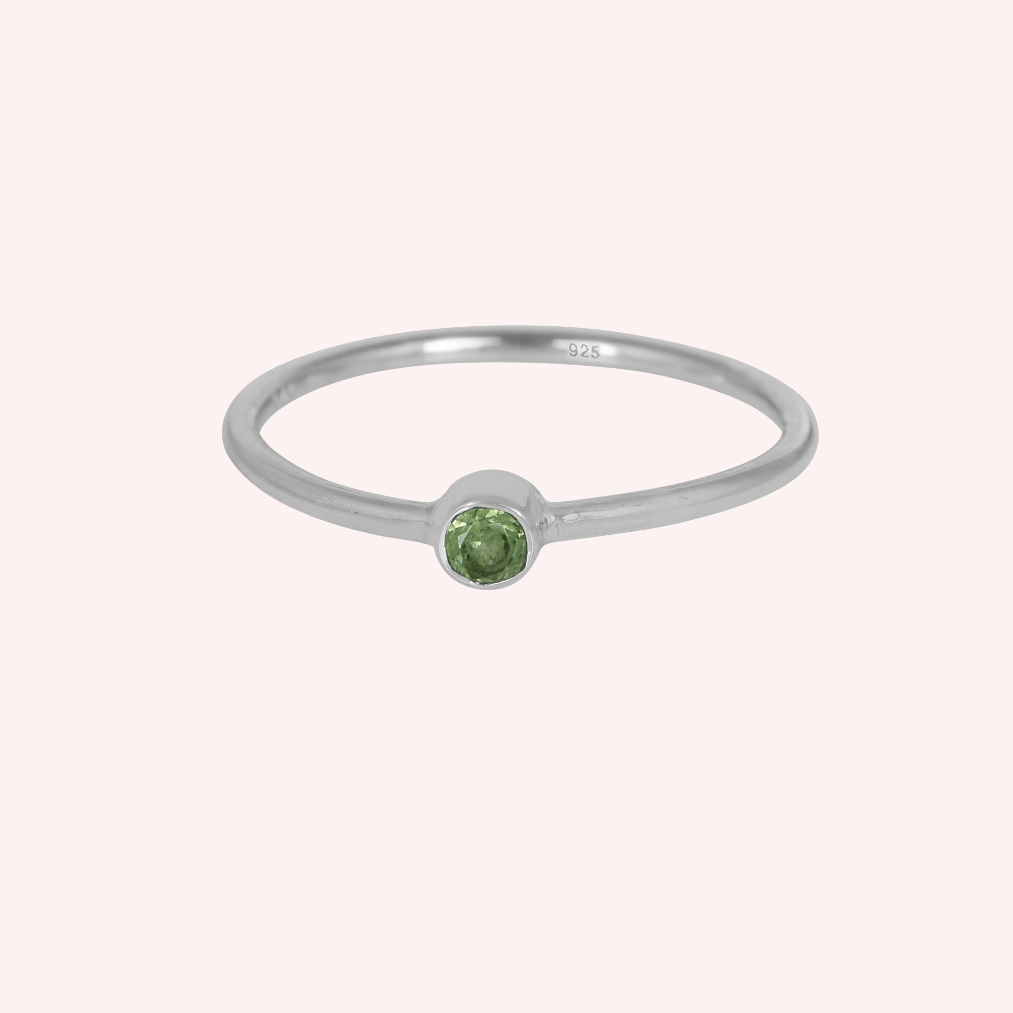925 Sterling Silver Peridot Gemstone August Birthstone Ring