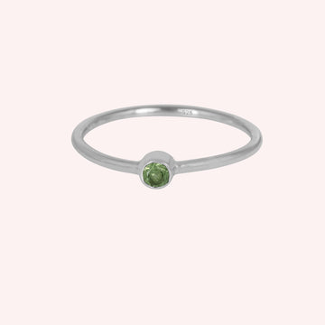 925 Sterling Silver Peridot Gemstone August Birthstone Ring