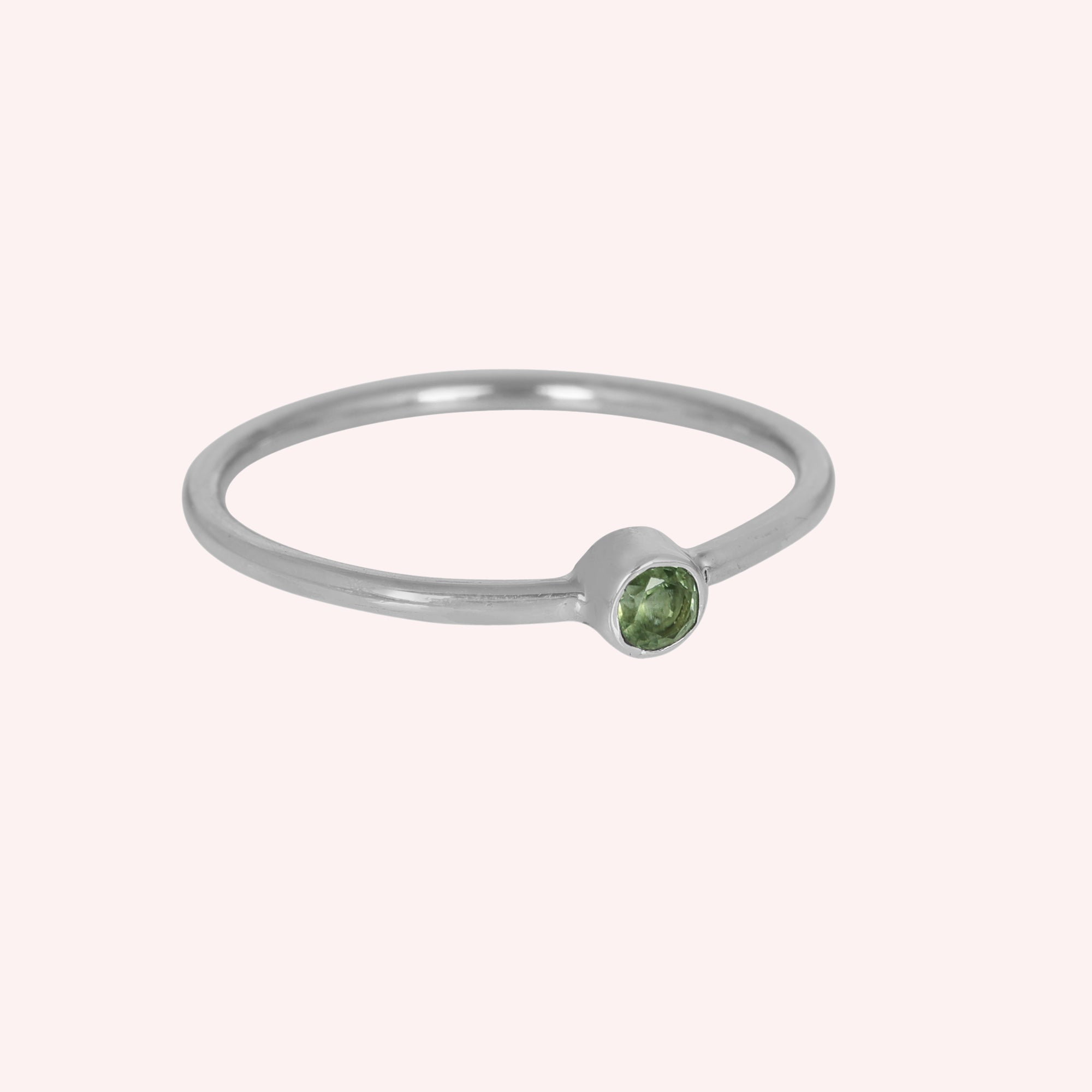 925 Sterling Silver Peridot Gemstone August Birthstone Ring