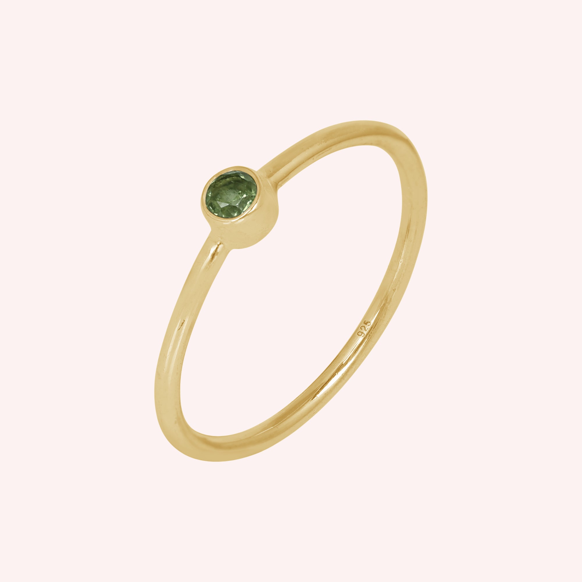 925 Sterling Silver Peridot Gemstone August Birthstone Ring